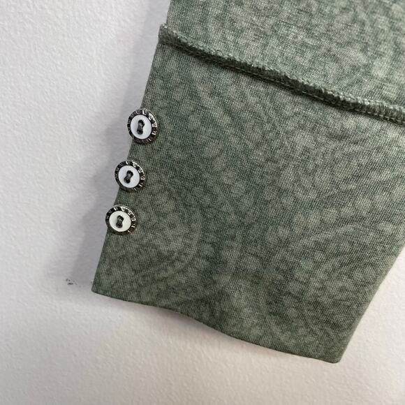 Soft Surroundings Cowl Neck Seam Detail Tunic Top Paisley Boho Olive Green M New - Picture 6 of 13